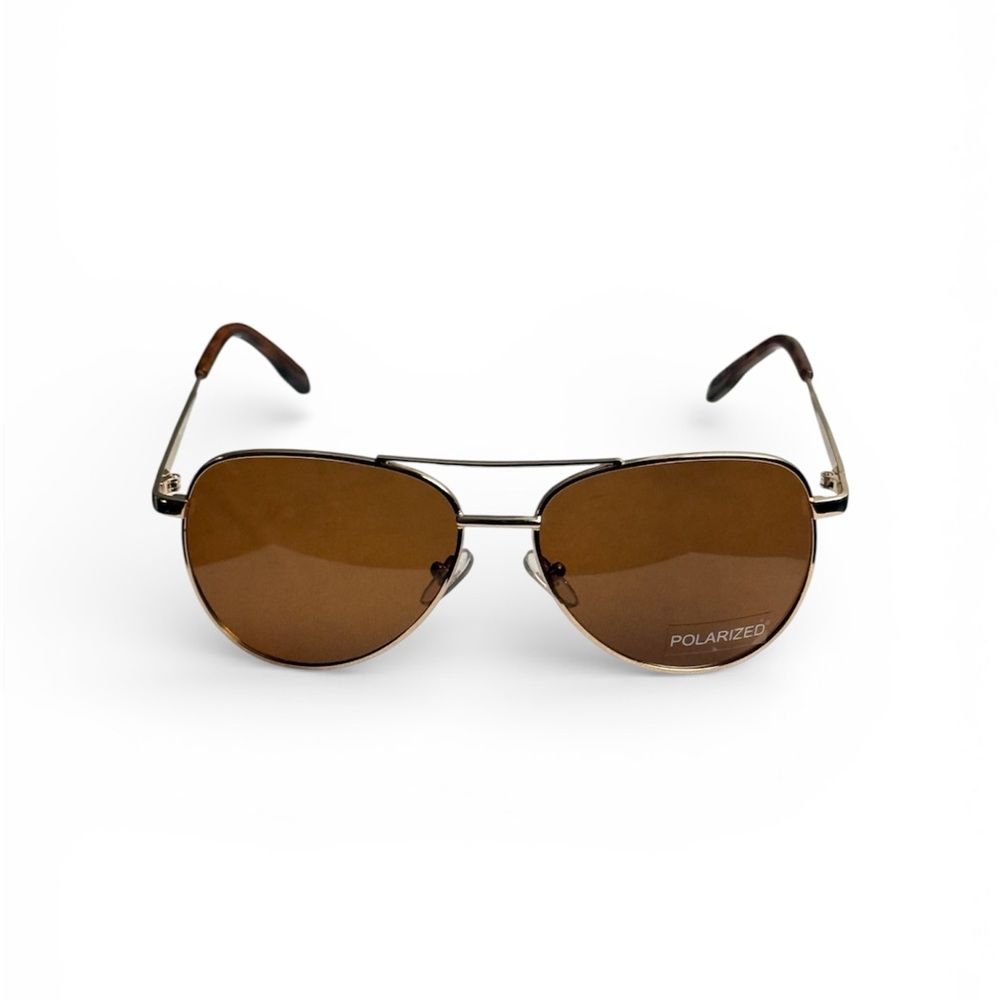 Prelude Brown Polarized Aviator style Sunglasses gold tone UV protection UNISEX